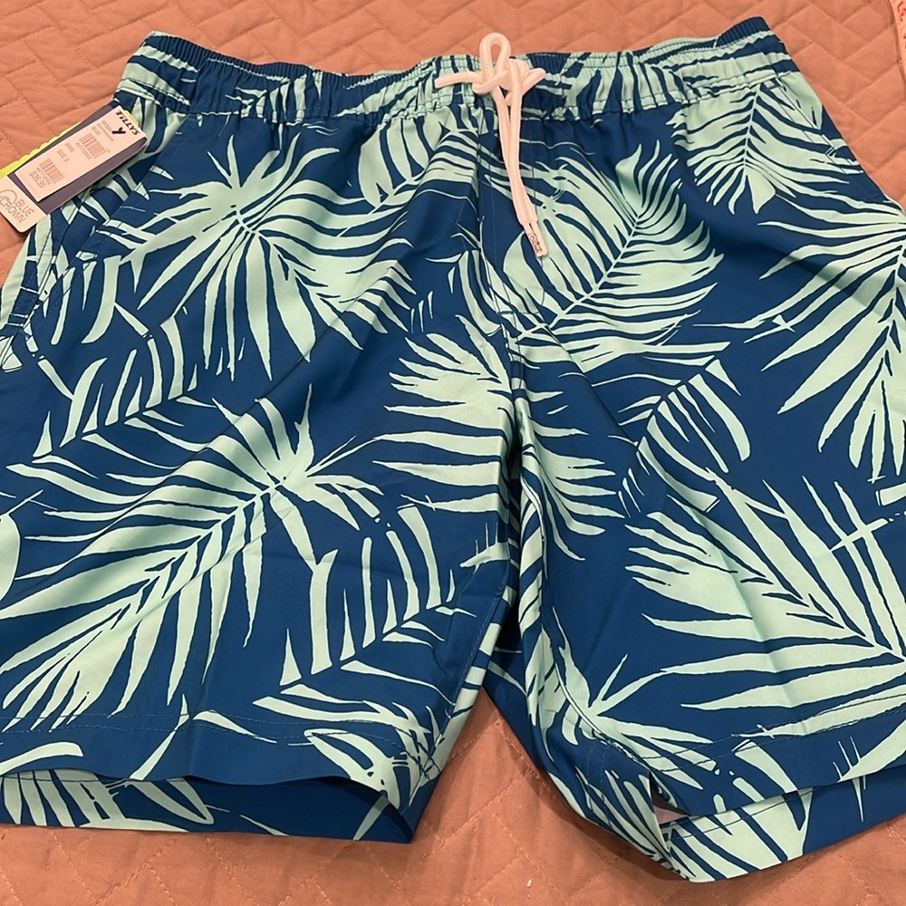 BLUE CROWN Blue Fronds Mens 7" Swim Shorts/NWT/S - Picture 8 of 16